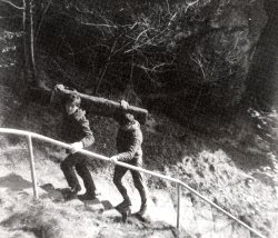 Schwellenschleppen am Lilienstein-Südaufstieg