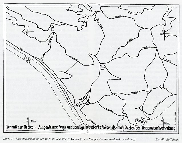 Zusammenstellung der Wege im Schmilkaer Gebiet (Vorstellungen der Nationalparkverwaltung